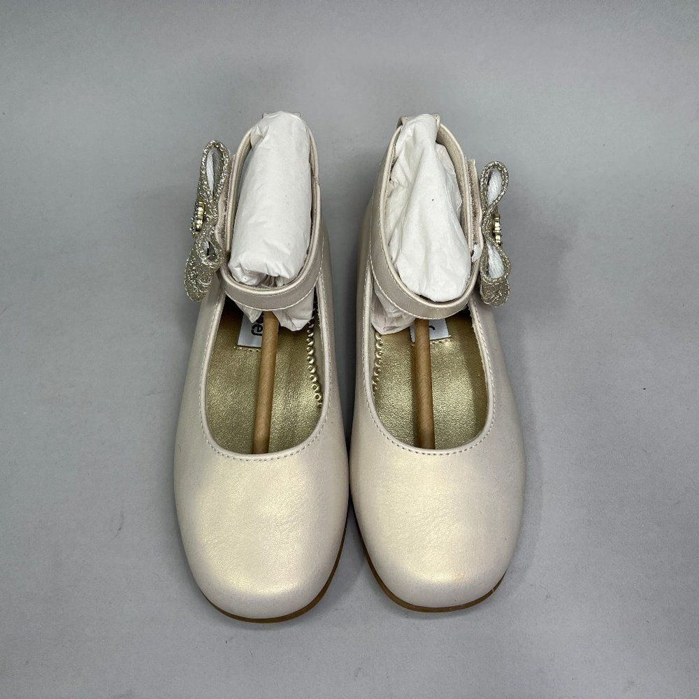 Rachel Shoes Little Girl's Size 13 Pearl Ballet Dance Sparkly Bow Slip On Flats - Picture 3 of 10